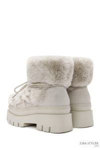 بوت مخمل‌دار با زیره ضخیم کرم زنانه دری مد