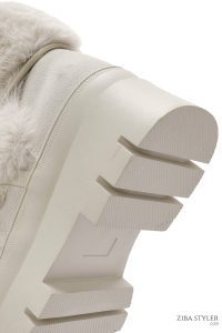 بوت مخمل‌دار با زیره ضخیم کرم زنانه دری مد