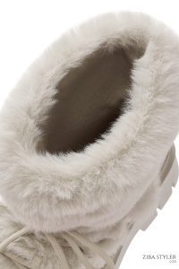 بوت مخمل‌دار با زیره ضخیم کرم زنانه دری مد