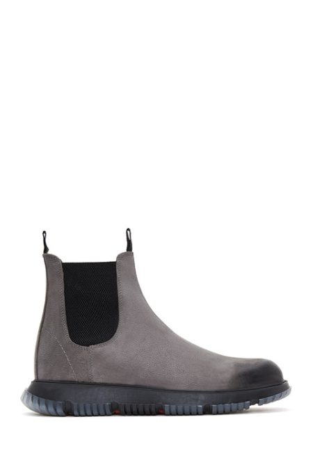 بوت مردانه چرم خاکستری Nubuck چلسی دری مد
