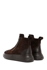 بوت مردانه چرم دو زیپ دار قهوه‌ای دری مد