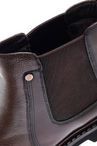 بوت مردانه چرمی قهوه‌ای چلسی دری مد