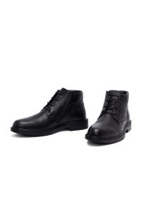 بوت مردانه چرمی مشکی زیپ‌دار دری مد