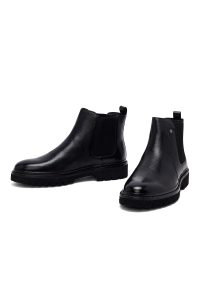 بوت مردانه چرمی مشکی چلسی دری مد