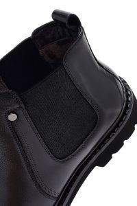 بوت مردانه چرمی مشکی چلسی دری مد