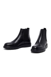 بوت مردانه چرمی مشکی چلسی دری مد