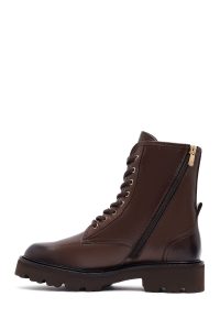 بوت پستچی چرمی زنانه قهوه‌ای زیپ‌دار دری‌مد