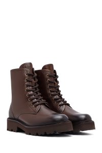 بوت پستچی چرمی زنانه قهوه‌ای زیپ‌دار دری‌مد