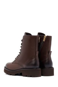 بوت پستچی چرمی زنانه قهوه‌ای زیپ‌دار دری‌مد