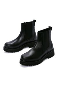 بوت چرم مشکی زنانه چلسی دری مد