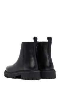 بوت چرمی زنانه مشکی زیپ‌دار زیره ضخیم دری‌مد