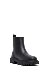 بوت چرمی زنانه مشکی زیپ‌دار زیره ضخیم دری‌مد