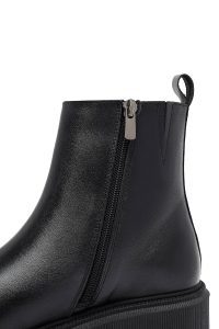 بوت چرمی زنانه مشکی زیپ‌دار زیره ضخیم دری‌مد