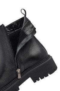 بوت چرمی زنانه مشکی زیپ‌دار زیره ضخیم دری‌مد