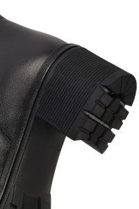 بوت چرمی زنانه مشکی زیپ‌دار پاشنه ضخیم کوتاه دری مد