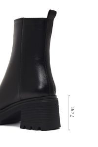 بوت چرمی زنانه مشکی زیپ‌دار پاشنه ضخیم دری مد