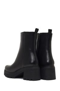 بوت چرمی زنانه مشکی زیپ‌دار پاشنه ضخیم دری مد