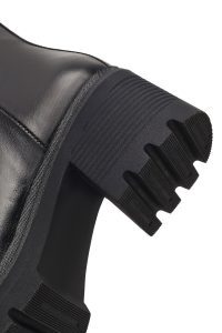 بوت چرمی زنانه مشکی زیپ‌دار پاشنه ضخیم دری مد