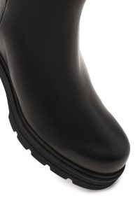 بوت چرمی زنانه مشکی زیپ‌دار پاشنه ضخیم دری مد