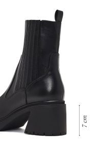 بوت چرمی زنانه مشکی زیپ‌دار پاشنه ضخیم دری‌مد