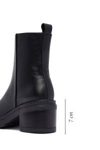 بوت چرمی زنانه مشکی زیپ‌دار پاشنه ضخیم دری‌مد