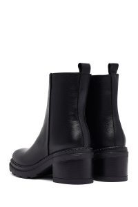 بوت چرمی زنانه مشکی زیپ‌دار پاشنه ضخیم دری‌مد