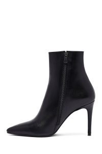 بوت چرمی زنانه مشکی زیپ‌دار پاشنه نازک بلند دری‌مد