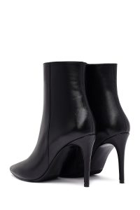 بوت چرمی زنانه مشکی زیپ‌دار پاشنه نازک بلند دری‌مد