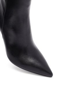 بوت چرمی زنانه مشکی زیپ‌دار پاشنه نازک بلند دری‌مد