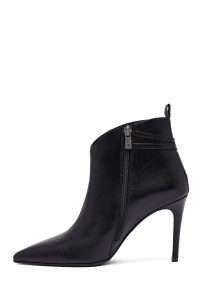 بوت چرمی زنانه مشکی زیپ‌دار پاشنه نازک دری‌مد