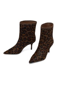 بوت چرمی زنانه پلنگی پاشنه نازک دری‌مد