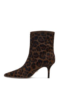 بوت چرمی زنانه پلنگی پاشنه نازک دری‌مد