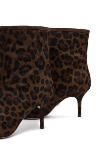 بوت چرمی زنانه پلنگی پاشنه نازک دری‌مد