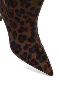 بوت چرمی زنانه پلنگی پاشنه نازک دری‌مد