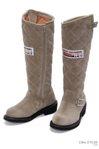 بوت چرمی زیپ دار زنانه هارلی دیویدسون بژ Laconia Hi