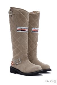 بوت چرمی زیپ دار زنانه هارلی دیویدسون بژ Laconia Hi