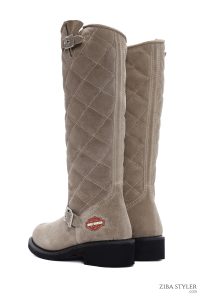 بوت چرمی زیپ دار زنانه هارلی دیویدسون بژ Laconia Hi