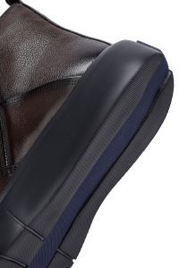 بوت چرمی مردانه قهوه‌ای زیپ‌دار زیره ضخیم دری‌مد