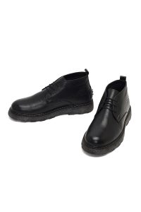 بوت چرمی مردانه مشکی بندی دری‌مد