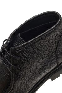 بوت چرمی مردانه مشکی بندی دری‌مد