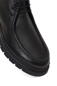 بوت چرمی مردانه مشکی بندی دری‌مد