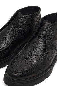 بوت چرمی مردانه مشکی بندی دری‌مد