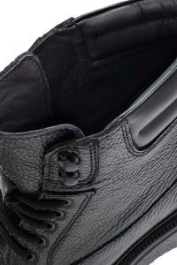 بوت چرمی مردانه مشکی بندی زیره ضخیم دری‌مد