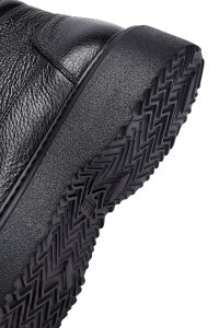 بوت چرمی مردانه مشکی بندی زیره ضخیم دری‌مد