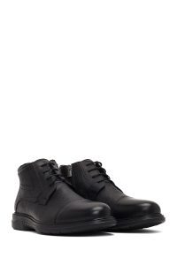 بوت چرمی مردانه مشکی بندی زیپ‌دار دری‌مد