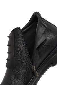 بوت چرمی مردانه مشکی بندی زیپ‌دار دری‌مد