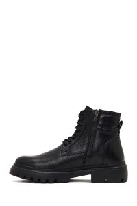 بوت چرمی مردانه مشکی زیپ‌دار زیره ضخیم دری‌مد