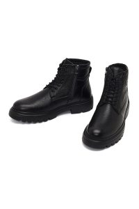 بوت چرمی مردانه مشکی زیپ‌دار زیره ضخیم دری‌مد