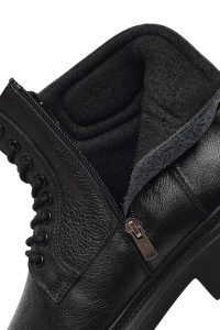 بوت چرمی مردانه مشکی زیپ‌دار زیره ضخیم دری‌مد