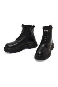بوت چرمی مردانه مشکی زیپ‌دار زیره ضخیم دری‌مد